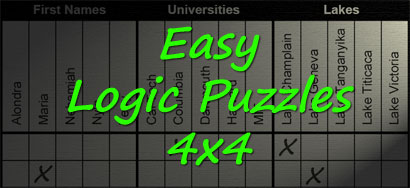 Easy Puzzles on Easy 4x4 Logic Puzzles